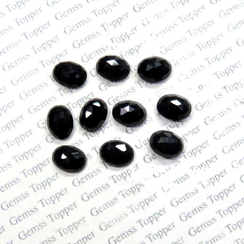 Black Onyx 8x10 mm Oval Rose Cut